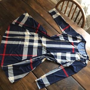 Plaid red white and blue dress